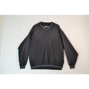 FootJoy V-Neck Pullover Windbreaker Men's Large Black Lightweight Athletic